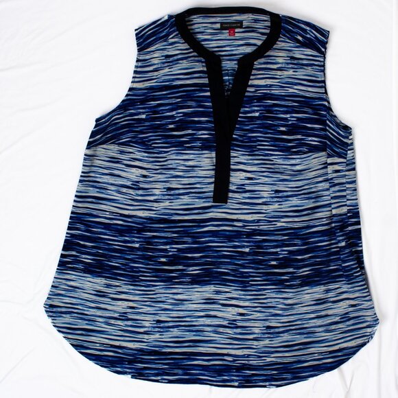 Vince Camuto Womens Sleeveless Blue Wave Print Blouse 1X - Picture 7 of 7